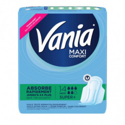 VANIA - Maxi Confort Super + Plus Parfum Fresh Serviettes hygiéniques - paquet de 14 serviettes Sonico.fr