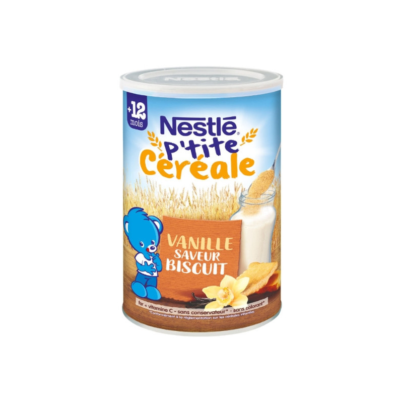 NESTLE - P'tite Céréale - Céréale en poudre Vanille Biscuité dès 12 mois - 400 g Sonico.fr