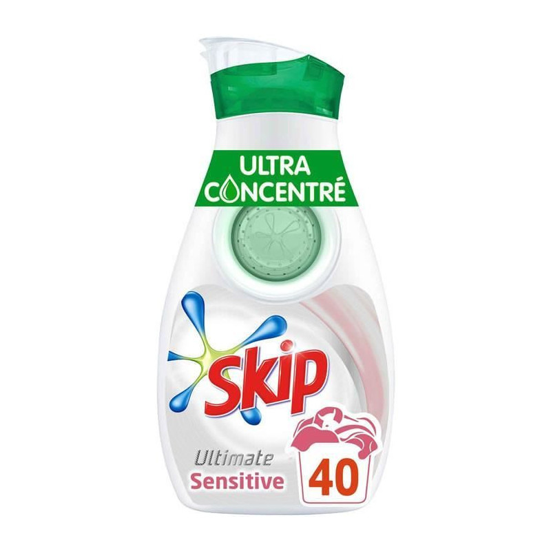 SKIP - Ultimate Sensitive Aloe vera Lessive liquide concentrée 40 lavages - 1.4 L Sonico.fr