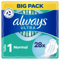 ALWAYS - Ultra Normal Avec Ailettes Taille 1 - paquet de 28 serviettes hygiéniques Sonico.fr