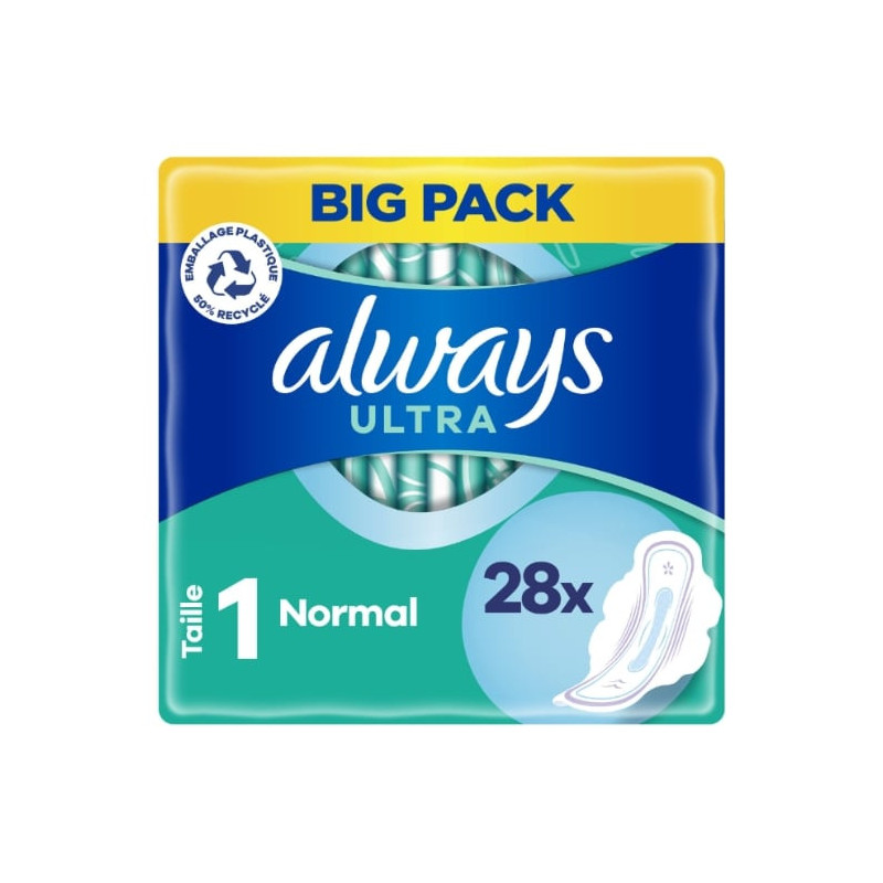 ALWAYS - Ultra Normal Avec Ailettes Taille 1 - paquet de 28 serviettes hygiéniques Sonico.fr