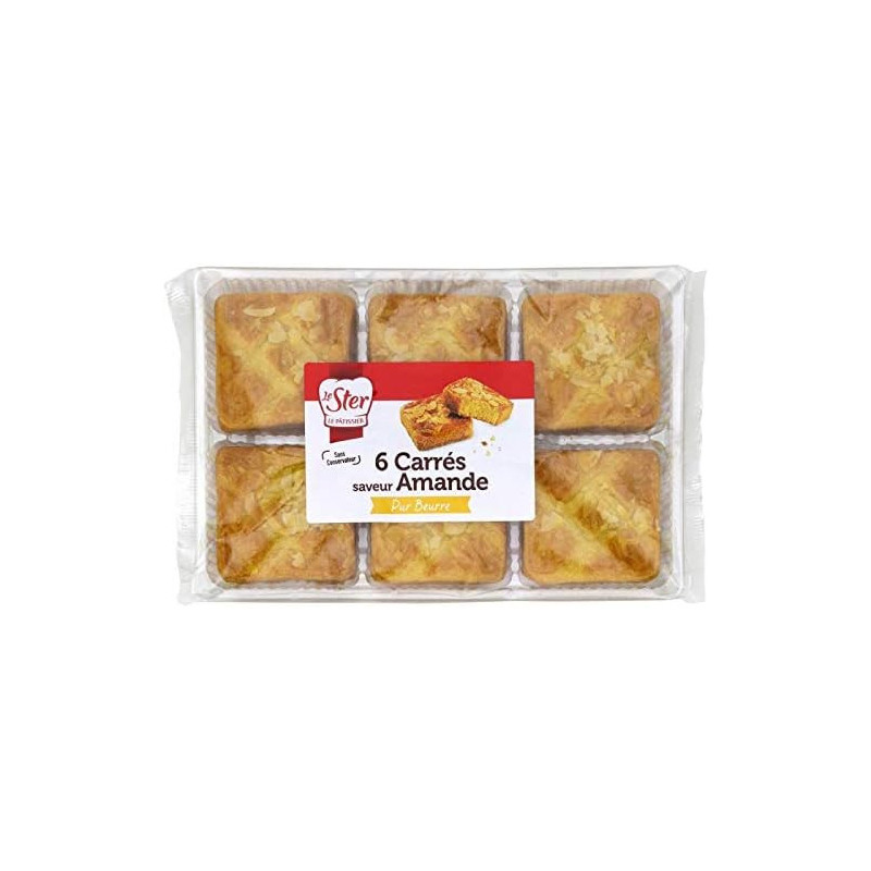 LE STER - Gâteaux Carre Saveur Amande Pur Beurre - paquet de 6 - 280 g Sonico.fr