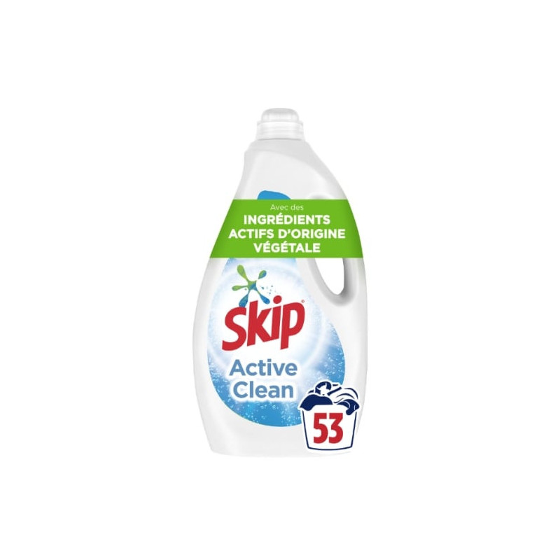 SKIP - Active clean Lessive liquide 53 lavages - 2650 ml Sonico.fr