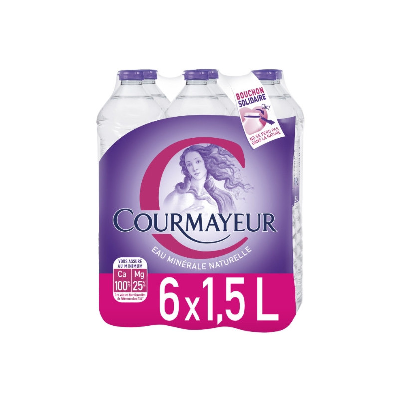 COURMAYEUR - Eau minérale naturelle magnésium - pack de 6 bouteilles de 1,5 L Sonico.fr