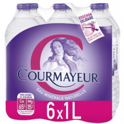 COURMAYEUR - Eau minérale naturelle magnésium - pack de 6 bouteilles de 1 L Sonico.fr