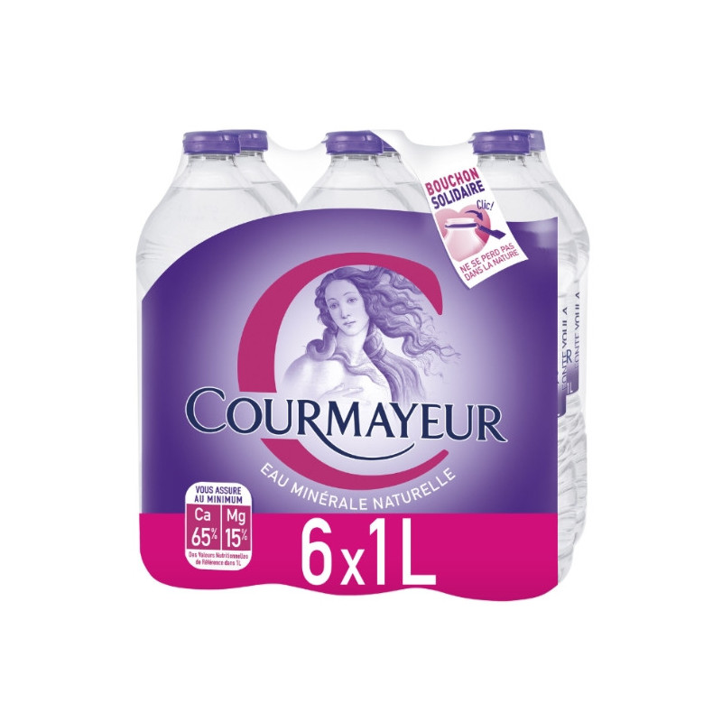 COURMAYEUR - Eau minérale naturelle magnésium - pack de 6 bouteilles de 1 L Sonico.fr