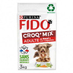 FIDO - CROQ Mix Boeuf Croquettes pour chien adulte - sac de 3 kg Sonico.fr