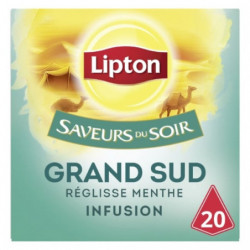 LIPTON - Saveurs Du Soir Infusion Grand Sud Réglisse Menthe - 20 Sachets Pyramide Sonico.fr