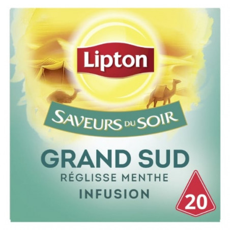 LIPTON - Saveurs Du Soir Infusion Grand Sud Réglisse Menthe - 20 Sachets Pyramide Sonico.fr