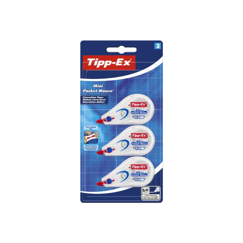 TIPP-EX - Souris blanco ruban correcteur mini pocket - blister de 3 correcteurs  Sonico.fr