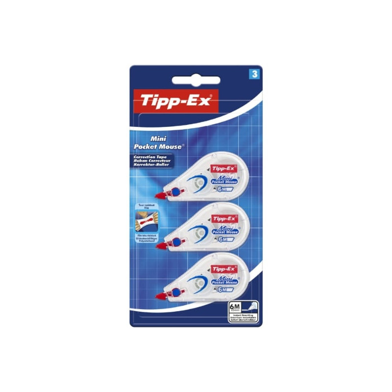 TIPP-EX - Souris blanco ruban correcteur mini pocket - blister de 3 correcteurs  Sonico.fr
