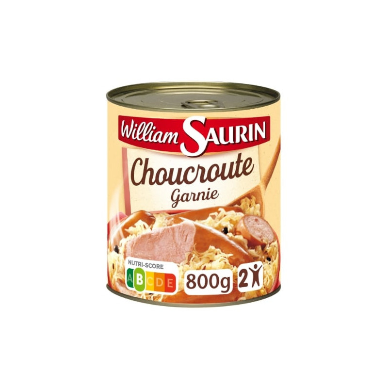 WILLIAM SAURIN - Choucroute Garnie - Plat cuisiné - boite de 800 g Sonico.fr