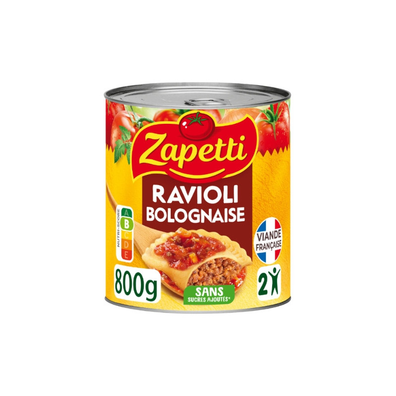 ZAPETTI - Ravioli bolognaise - boite de 800 g Sonico.fr