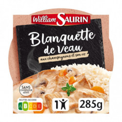 WILLIAM SAURIN - Blanquette De Veau Champignons Riz Micro-Ondable - assiette de 285 g Sonico.fr