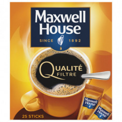 MAXWELL HOUSE - Qualité Filtre Café soluble - paquet de 25 Sticks Sonico.fr