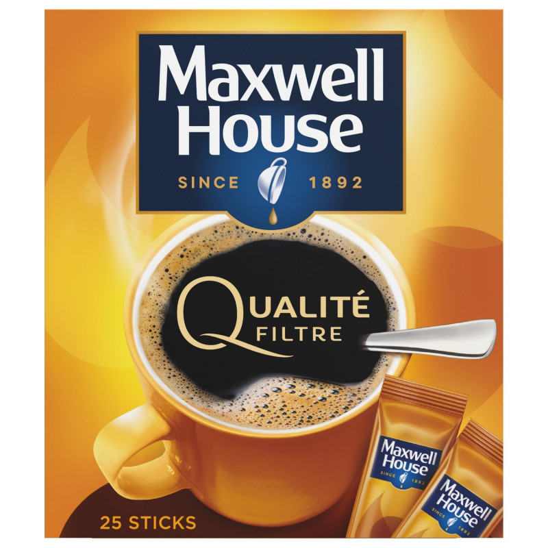 MAXWELL HOUSE - Qualité Filtre Café soluble - paquet de 25 Sticks Sonico.fr