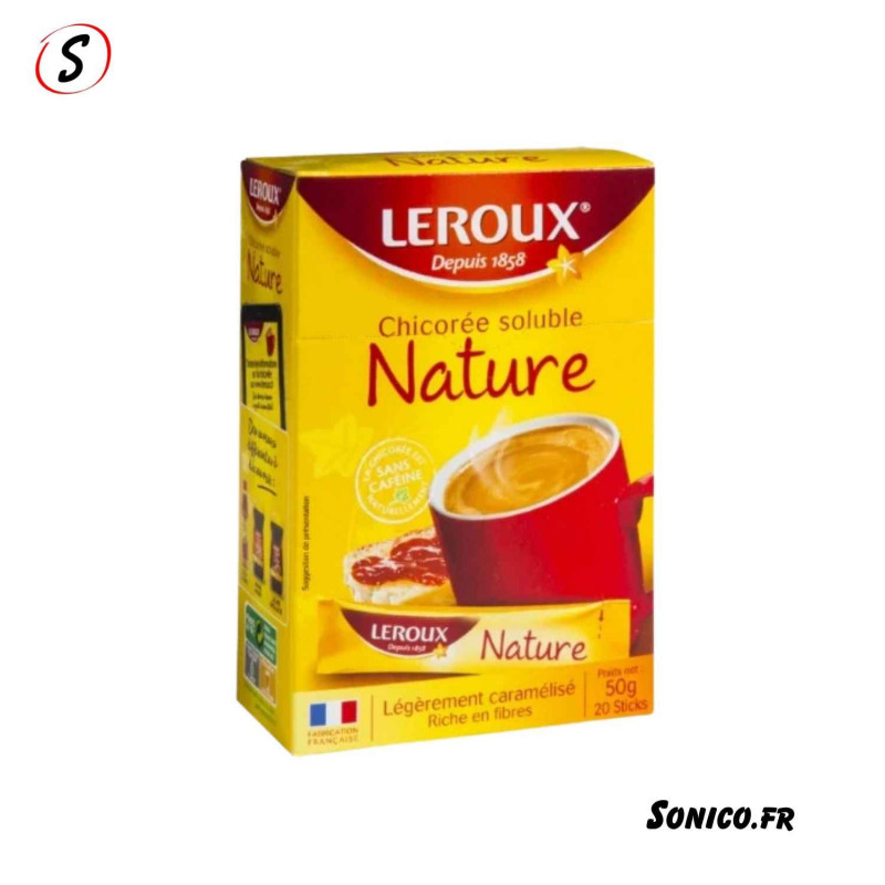 Chicorée Leroux soluble en sticks nature format 20 sachets individuels