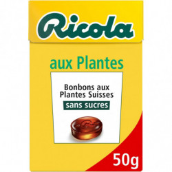 RICOLA - Aux Plantes - Bonbons Suisse aux Plantes Sans Sucres - Boite de 50 g Sonico.fr