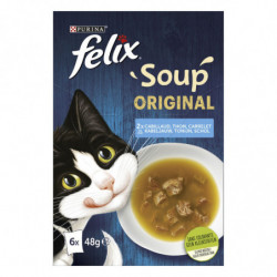 FELIX - Original Soup Cabillaud Thon Soupe pour chat - paquet de 6 sachets de 48 g Sonico.fr