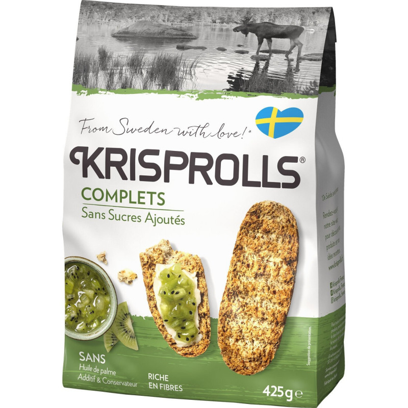 KRISPROLLS - Pain Complets Sans Sucres Ajoutés - paquet de 425 g Sonico.fr
