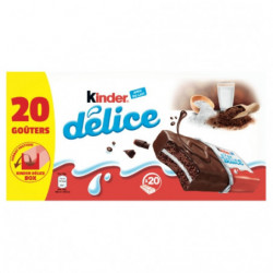 KINDER - Délice Petit gâteau enrobé au cacao et fourré au lait -  paquet de 20 - 780 g  Sonico.fr