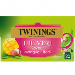 TWININGS  - Thé Vert Mangue Litchi - 20 sachets - 30 g Sonico.fr