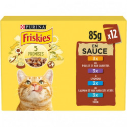 FRISKIES - Pâté pour chat viandes et aux poissons en sauce - Boite de 12 sachets de 85g Sonico.fr