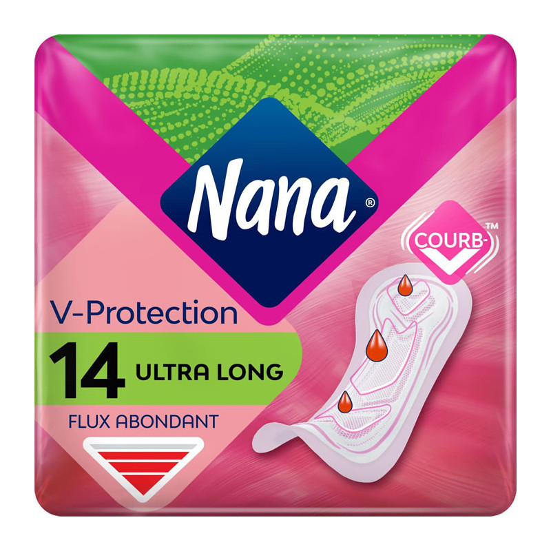 NANA - Ultra Long + Fraicheur et Protection - Serviettes hygiéniques Normal - 14 serviettes Sonico.fr