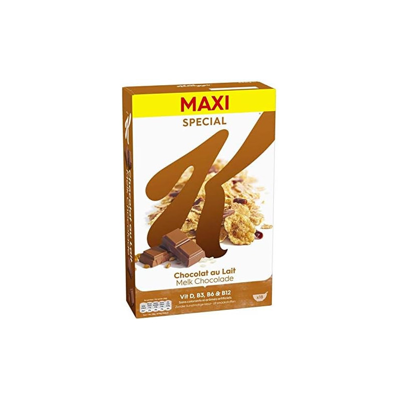 KELLOGG'S - Spécial K Feuilles De Chocolat Au Lait - boîte de 550 g Sonico.fr