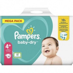 PAMPERS - Baby-Dry taille 4+ (10-15 kg) Couches Bébé - paquet de 82 couches Sonico.fr