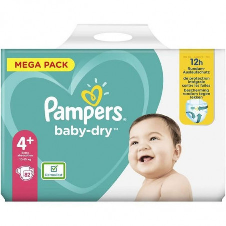 PAMPERS - Baby-Dry taille 4+ (10-15 kg) Couches Bébé - paquet de 82 couches Sonico.fr