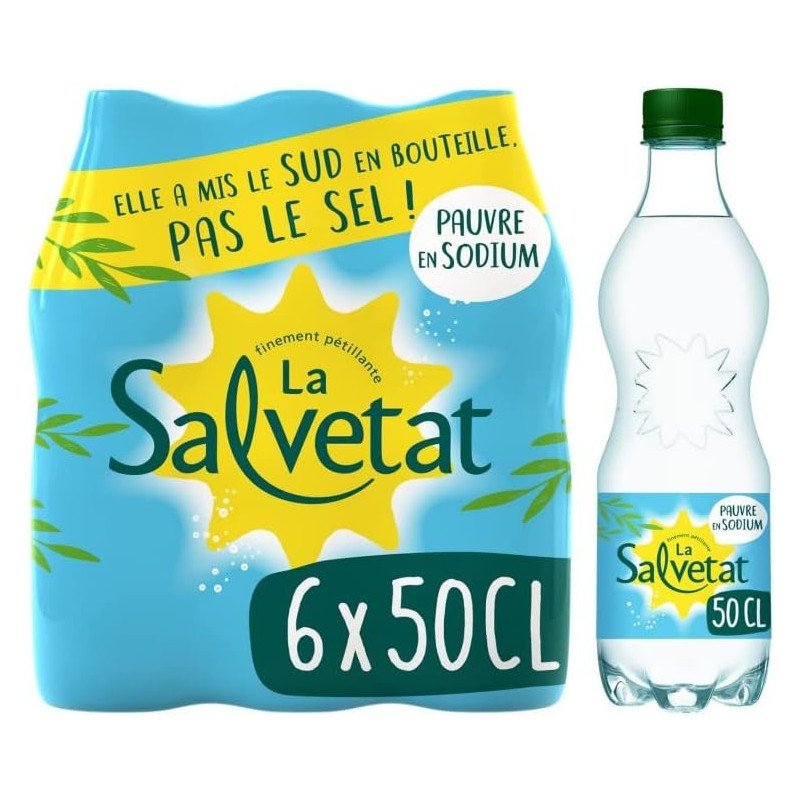 SALVETAT - Eau gazeuse minérale naturelle - pack de 6 bouteilles de 50cL Sonico.fr