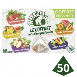 ELEPHANT - Coffret infusions parfumées - boite de 50 Sachets - 94 g Sonico.fr