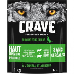 CRAVE - Croquettes À L'Agneau et Boeuf pour Chien - sac de 1 kg Sonico.fr