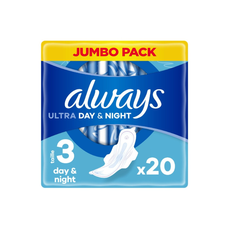 ALWAYS -Ultra Day and Night Avec Ailettes Taille 3 - paquet de 20 serviettes hygiéniques Sonico.fr