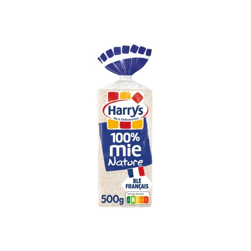 HARRYS - Pain de mie 100% mie nature sans croûte - paquet de 20 tranches - 500 g Sonico.fr