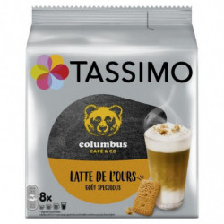 TASSIMO - Columbus Latte de l'ours goût Spéculoos Café - paquet de 8 dosettes Sonico.fr