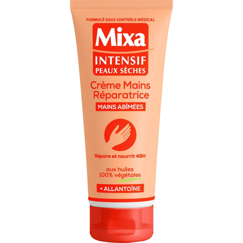 MIXA - Intensif peaux sèches Crème mains réparatrice Allantoine - tube de 100ml Sonico.fr