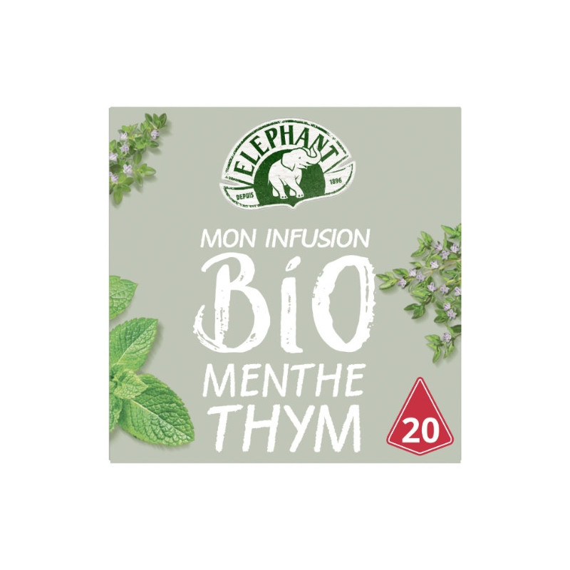 ELEPHANT - Mon Infusion Menthe Thym Bio - boite de 20 sachets Sonico.fr