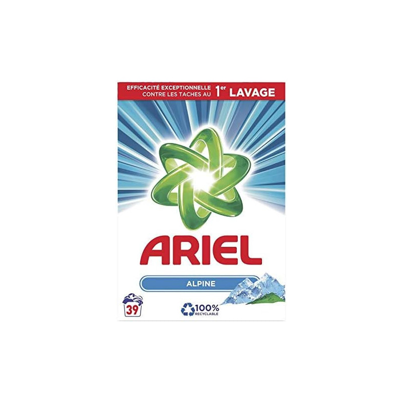 ARIEL - Lessive Poudre Alpine 39 Doses - boite de 2,5 kg Sonico.fr