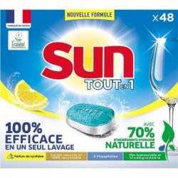 SUN - Tout en 1 - 48 Tablettes lave-vaisselle au citron Sonico.fr