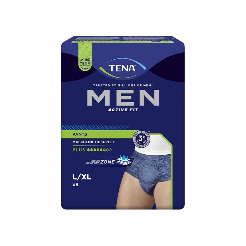 TENA - Men Active fit pants plus L-XL - paquet de 8 culottes Sonico.fr