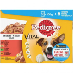 PEDIGREE - Vital Protection Pâtée pour chien Sachets Sélection Mixte Fraicheur en Gelée - 24 sachets de 100 g Sonico.fr