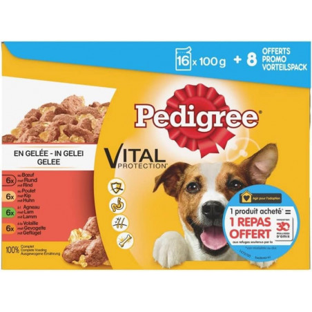 PEDIGREE - Vital Protection Pâtée pour chien Sachets Sélection Mixte Fraicheur en Gelée - 24 sachets de 100 g Sonico.fr