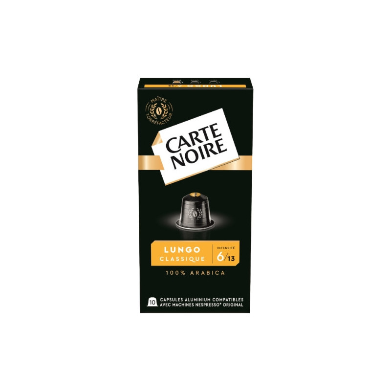 CARTE NOIRE - Lungo Classique N°6 Café Compatibles Nespresso - boite de 10 capsules - 50 g Sonico.fr