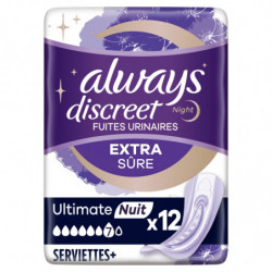 ALWAYS - Discreet Extra Sure Ultimate Nuit Serviette Incontinence - 12 serviettes Sonico.fr