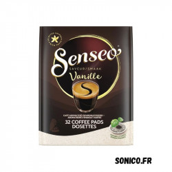 Face avant du paquet Senseo Vanille – café moulu aromatisé en dosettes souples – 32 unités