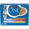 PURINA ONE - Spécial Chat Stérilisé Patée Assortiment Boeuf Poulet Saumon Dinde - 8 sachets de 85 g Sonico.fr