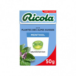RICOLA - Menthol Bonbons Suisse aux Plantes Sans Sucres - Boite de 50 g Sonico.fr