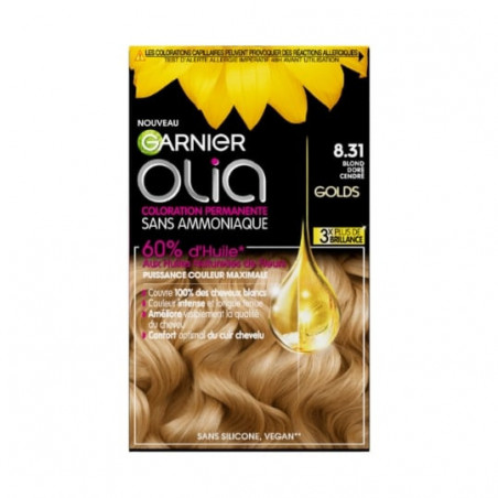 OLIA - Coloration Cheveux Permanente Sans Amoniaque 8.31 Blond Doré Cendré Sonico.fr